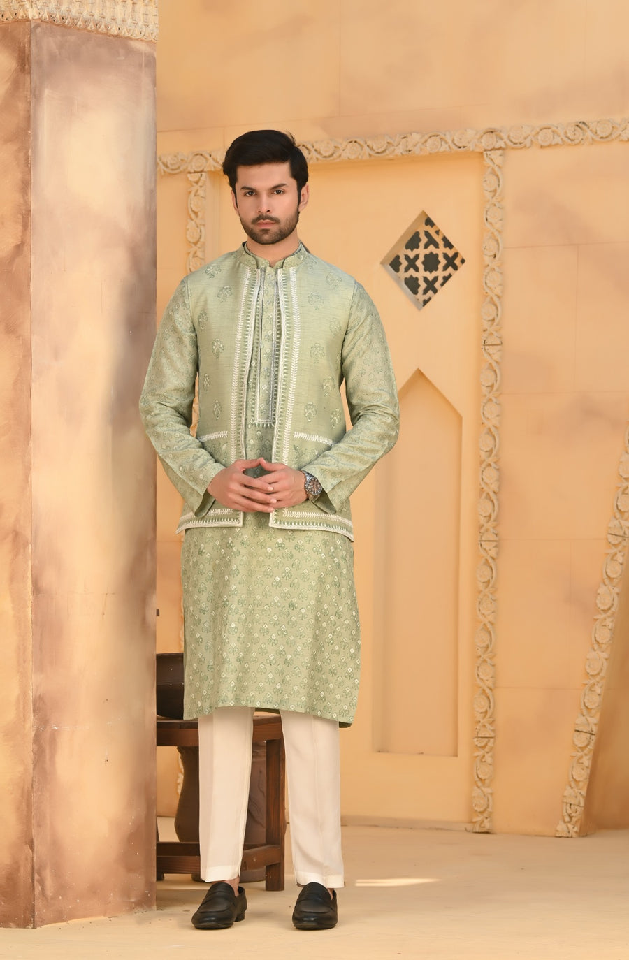 Naqsh pistachio green festive complete look